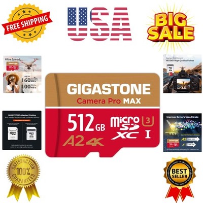 5- Data Recovery】 512GB Micro SD Card, 4K Camera Pro MAX, Compatible with Gop...