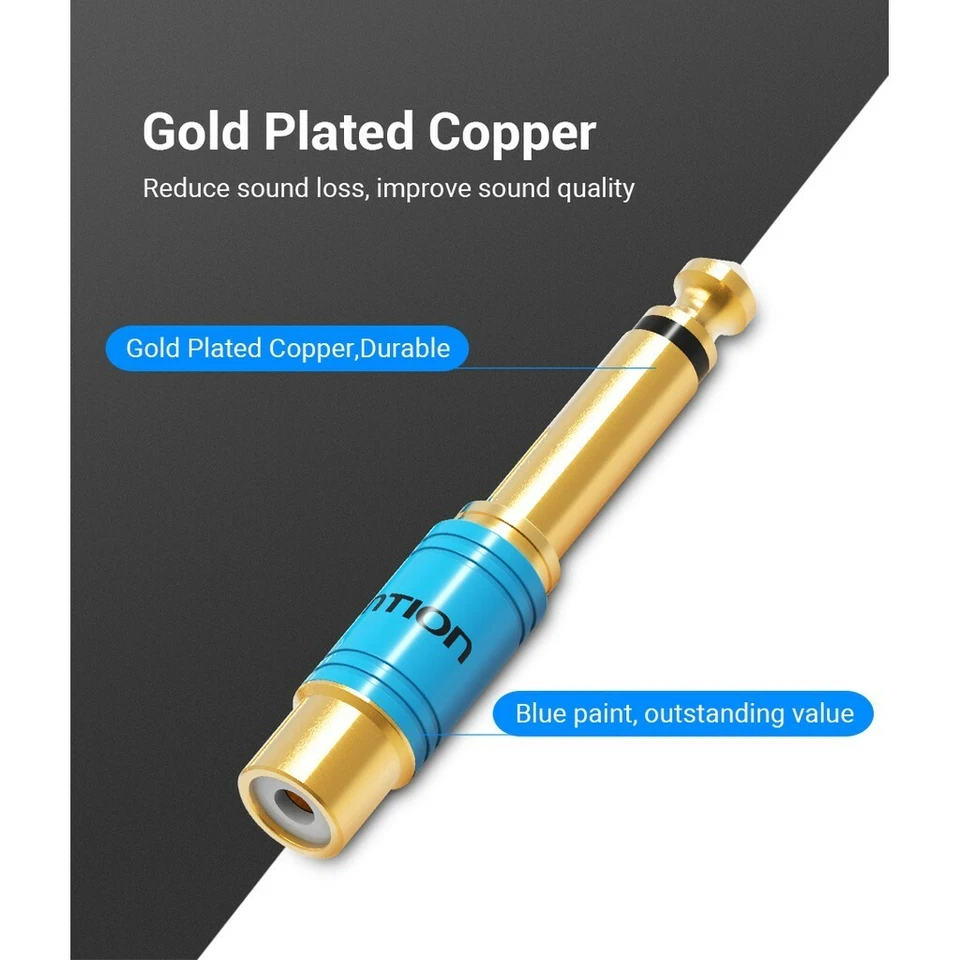 Audio Converter 6.35mm 1/4 in TRS Stereo Jack Male to RCA Female Plug Connector - Image 2 of 4