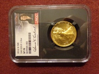 2016 W Gold Walking Liberty Half Dollar 100th Anniversary (SP 70 NGC)