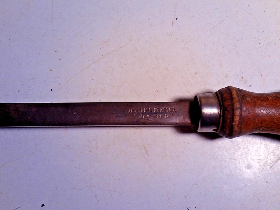 Antique Vintage Wood Handle Babbitt bearing Grease scraper crescent mfg co. - Image 4 of 4