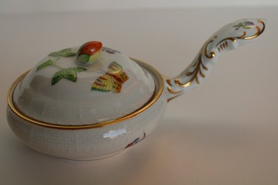 Vintage Herend Hungary Hand-Painted Strawberry & Butterfly Porcelain Patty Pan