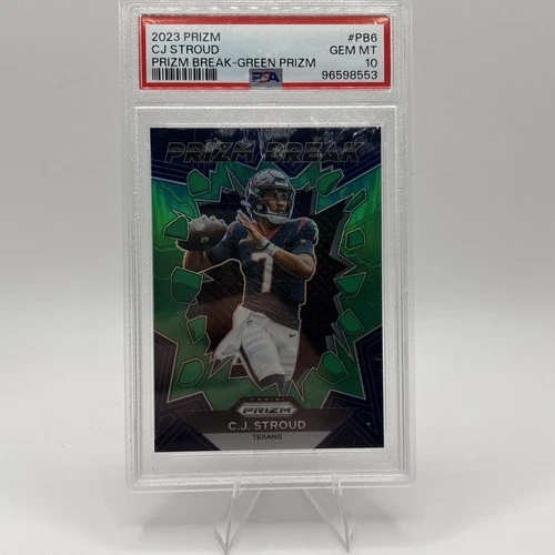 2023 Prizm CJ Stroud Prizm Break Green Prizm #6 PSA 10 GEM MINT Texans