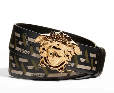 Versace Belt Reversable Black ,Green And Beige/Gold Buckle 85/34