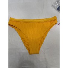 Roxy Haleiwa Banded High Waist Mod Bikini Bottom Yellow Textured XL 434001980