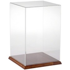 Plymor Clear Acrylic Display Case with Hardwood Base, 8" W x 8" D x 12" H
