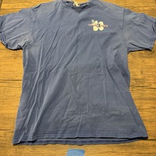 Trader Joe's Short Sleeve T Shirt Tee Large Blue Hibiscus Logo Employee