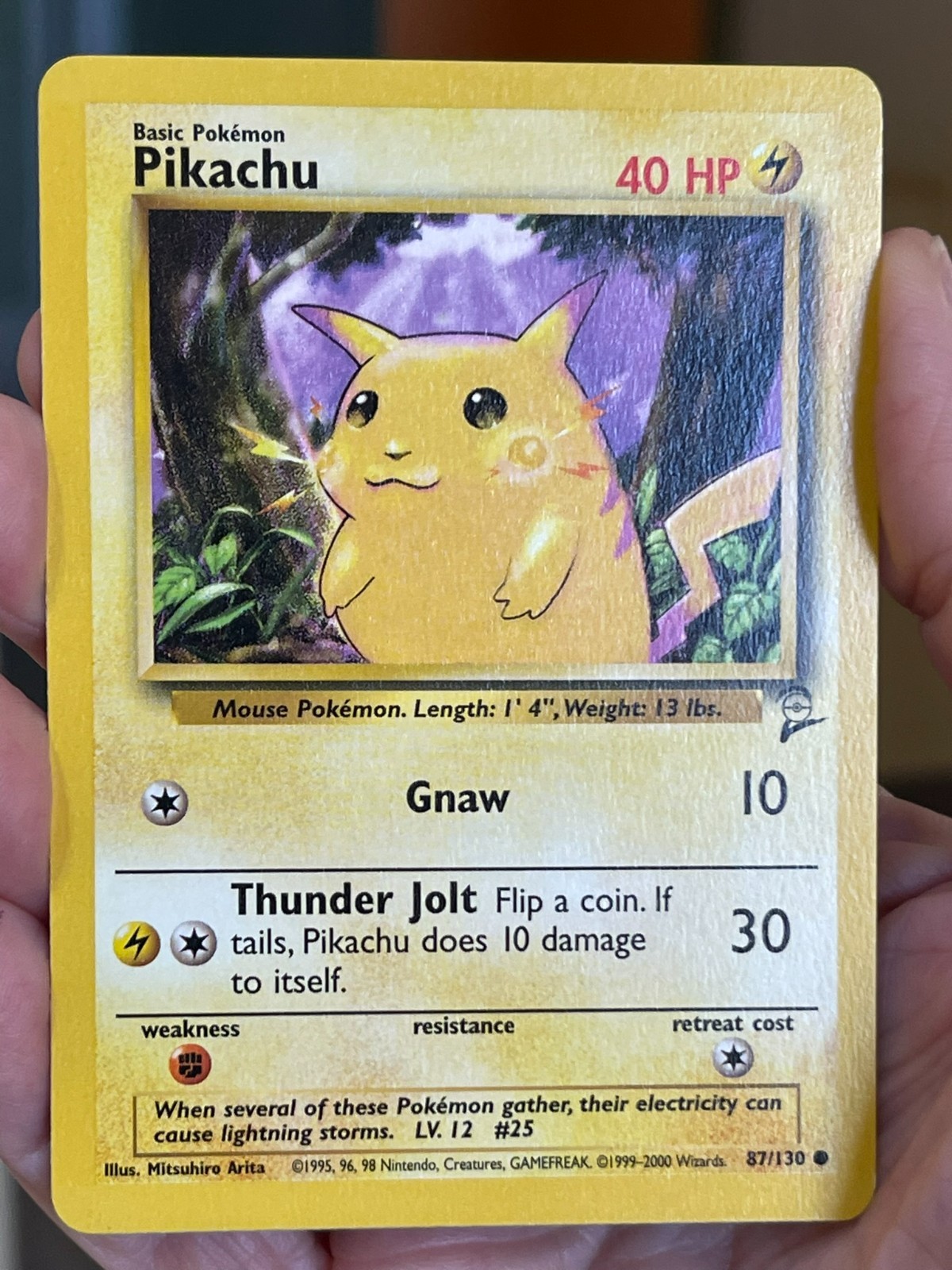 POKEMON PIKACHU 87/130 COMMON BASE SET 2 NM CARD