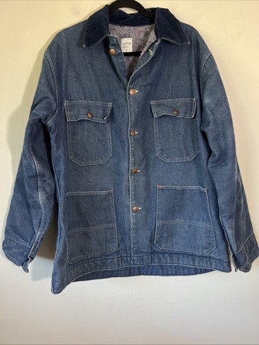 Big Mac, Vintage JC Penny Big Mac Denim Chore Jacket Men's L / XL 1970's Blanket Lined