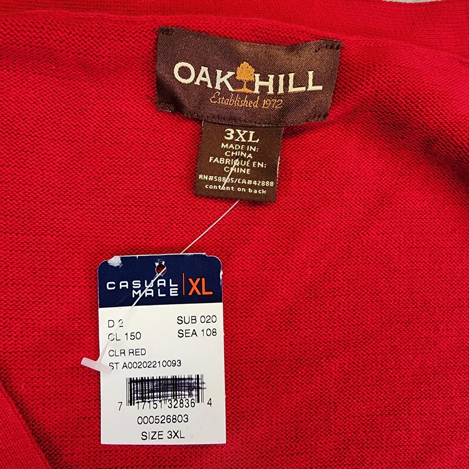 Oak Hill Red Men's 3XL Cardigan Button Front Sweater Vest Cotton - Image 3 of 4
