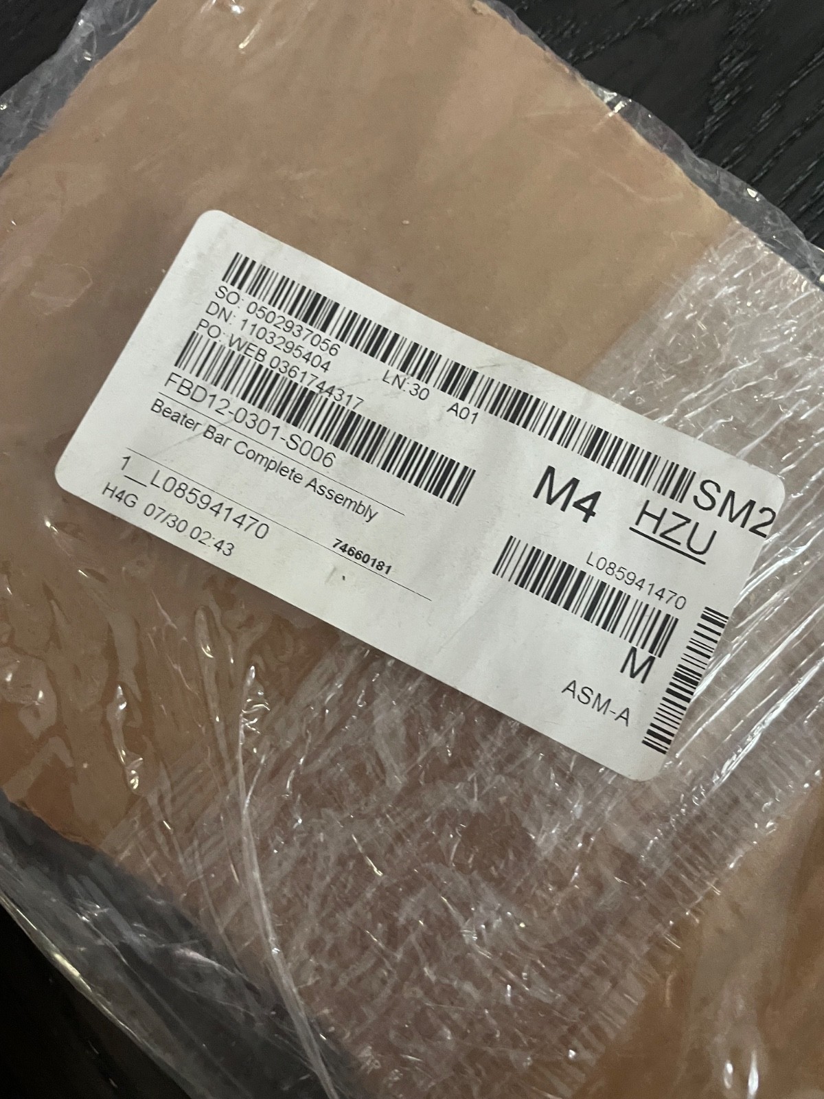 FBD Model 773 beater bar new unopened beater bar only