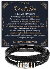 To My Son Bracelet From Mom Dad with Personalized Message, Forever Linked Togeth