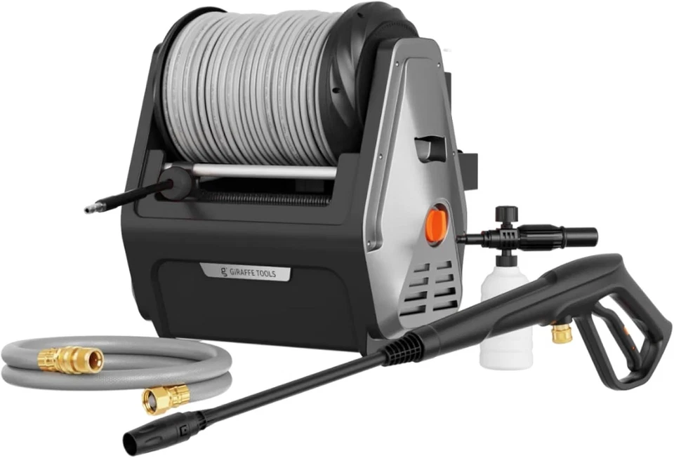 Giraffe Tools Grandfalls Pressure Washer Plus+, Ultra-Soft Hose, Max 2400 PSI