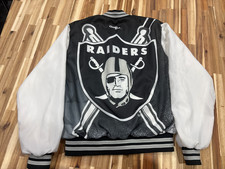 Vintage Raiders Chalk Line Jacket NFL Black Silver Big Logo USA Men s L