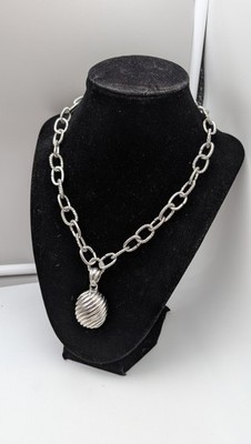 Bijoux Terner Silver Tone Chain Necklace & Pendant 21''