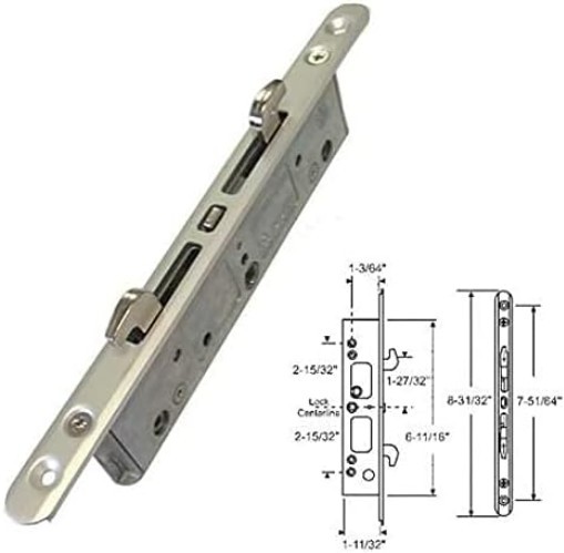 Heavy-Duty Sliding Glass Door Lock, Mortise 2-Point,  Aluminum Faceplate