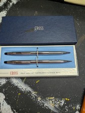 Vintage Cross Classic Century Lustrous Chrome Pen Pencil Set Box USA 3501