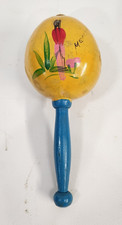 Vintage Handpainted MARACA- Mexico, GOURD SHAKER