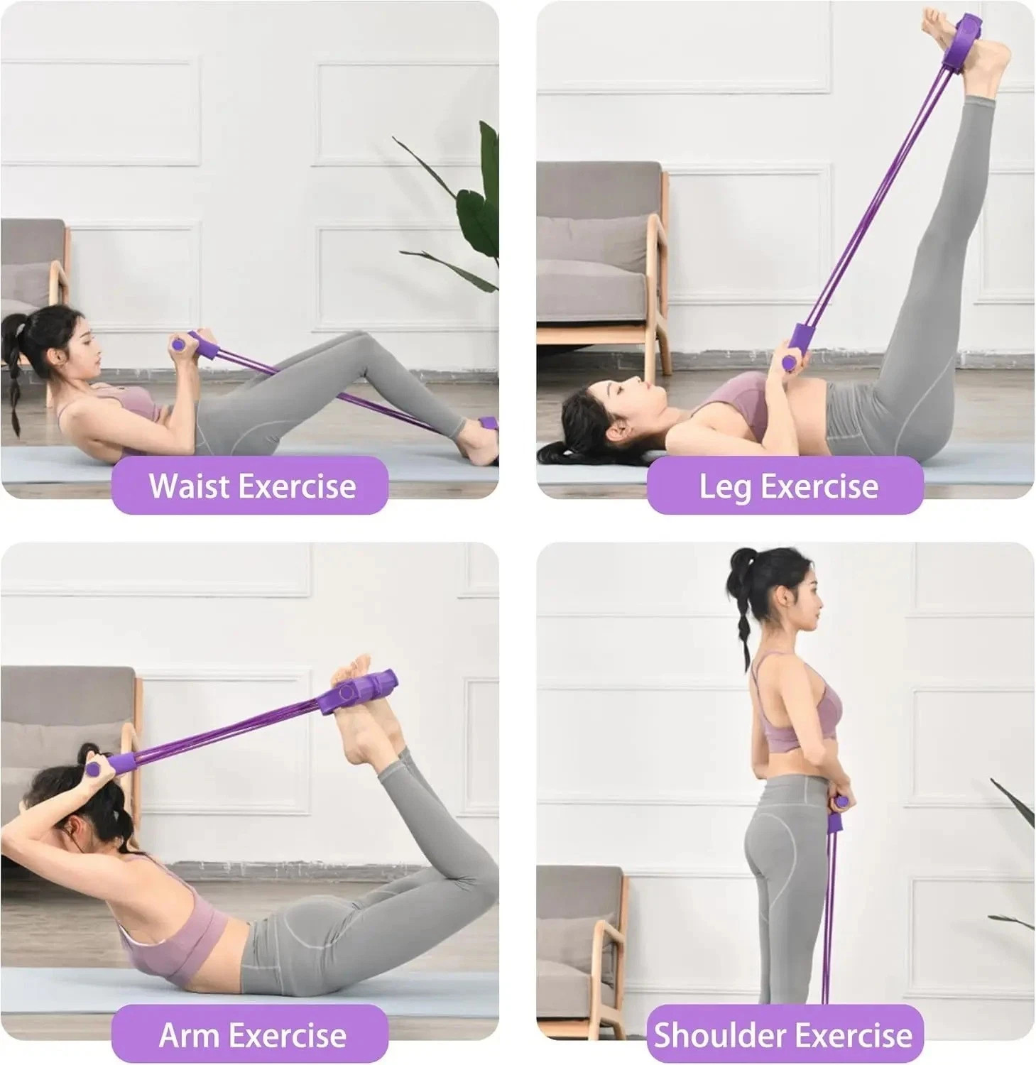 6 Tube Pedal Resistance Device,Exercise Bands with Handles,Pedal ...