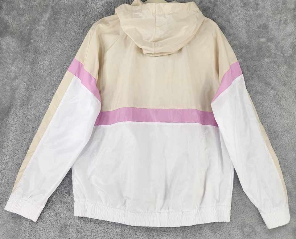 Chaqueta deportiva Bebe para mujer XL crema cremallera completa con capucha años 90 Y2K cortavientos vintage Foto 2 de 4