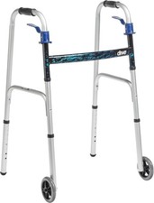 Drive Medical Trigger Release Folding Walker - Lightweight Brushed Steel Design