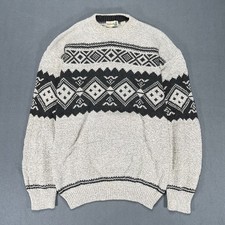Fieldmaster Mens Grandpa Sweater Large Chunky Knit Nordic Fair Isle 90s Heritage