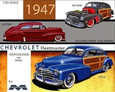 Moebius 2301  1947 Chevrolet Fleetmaster Aerosedan 3 in 1 plastic model kit 1/25