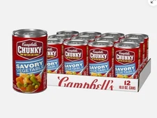 (12 Pack) Campbell's Chunky Soup, Savory Vegetable in Tomato Broth, 18.8 Ounce