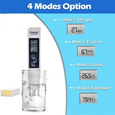 2pc TDS Meter Digital Tester Water Quality Testing Kits Drinking Water 0-9990ppm