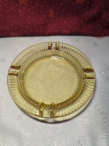 Ashtray Jeannette Glass Marigold Flash Mid Century Modern Carnival Glass