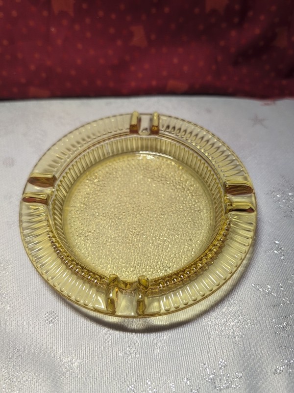 Ashtray Jeannette Glass Marigold Flash Mid Century Modern Carnival Glass