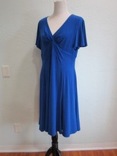Chaps Royal Blue Jersey Sheath Dress Sleeveless V-Neck Knee Length Size XL