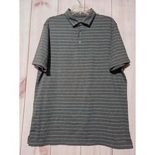 Champion Men's Gray Blue Stripe Golf Polo Shirt Size Large