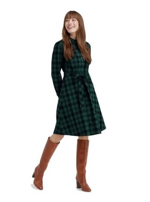 Draper James Carly Shirtdress Blackwatch Plaid Button Up Belted Midi Size 18