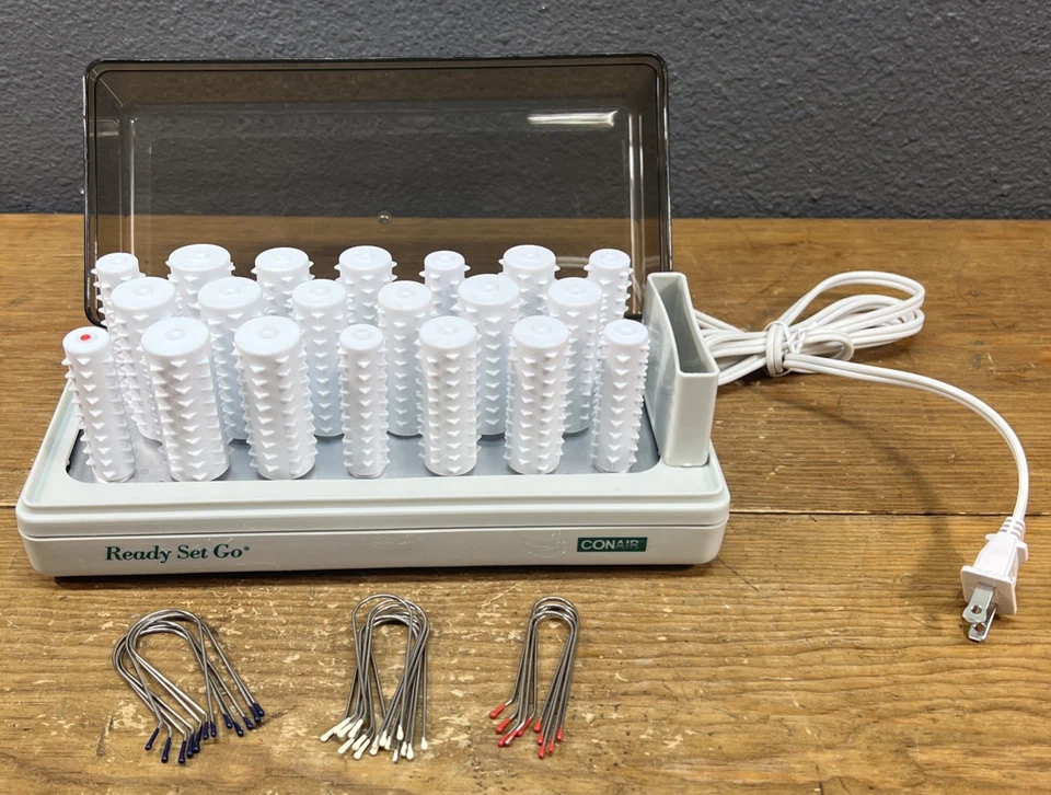 复古 Conair Ready Set Go Hot Electric 20 滚轮卷发夹 HS5S 夹子 — 第 3/4 张图片