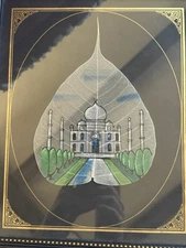 Taj Mahal On A Peepal Leaf On Canvas Framed Beautiful Artwork