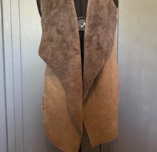 Tan And Brown Faux Suede Gilet With A Fluffy Interior