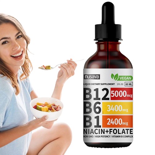 60ML Vitamin B12 Liquid Drops Vitamin B Complex, Vegan B12 Sublingual 5000mcg - Picture 6 of 11