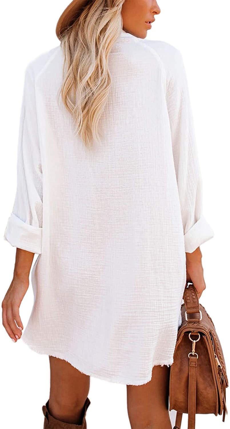 iGENJUN Women's Long Sleeve Button Down Tunic Dresses with Pockets | eBay