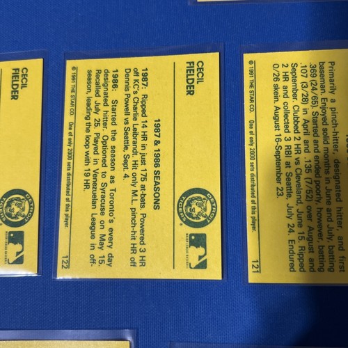 🔥1991 STAR CO. DIAMOND CECIL FIELDER SET ONLY 400 SETS W/Promo💥Ebay POP 1 - Picture 18 of 23
