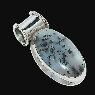 Natural Dendrite Opal Gemstone 925 Solid Sterling Silver Gift Pendant 1.18