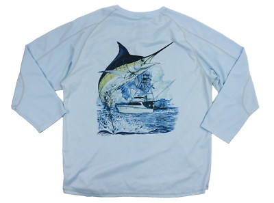 Guy Harvey Double Dry Shirt Men's Long Sleeve Fishing 2010 Graphic Size XXL