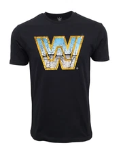 WWE OLD VINTAGE LOGO T SHIRT OFFICIAL ITEM BLACK