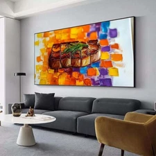Orange Pure Hand painted Abstract Oil Painting Living Room Hanging Painting