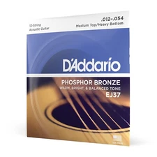 D'Addario EJ37 Phosphor Bronze Acoustic Guitar Strings; 12-string gauges 12-54
