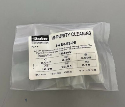 Parker 4-4 EV-SS-PE Vacuum Seal High Purity Stainless Steel Union Elbow, 1/4