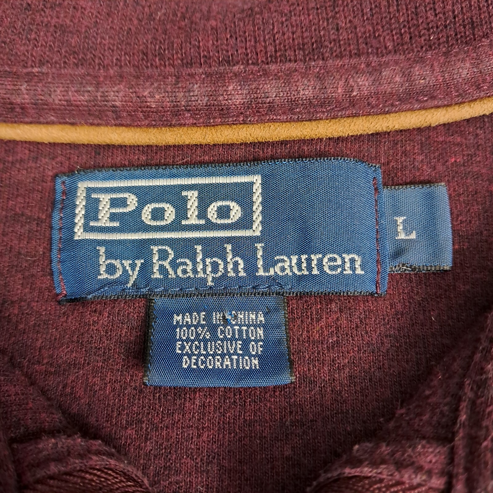 Polo Ralph Lauren Performance Sweater Size Large Men Burgundy 1/4 Zip Pullover image 4