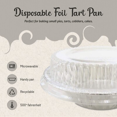 5'' Disposable Aluminum Tart / Pot Pie Pans w/ Clear Dome Lid - #501P