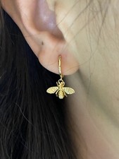 18k Gold Plated S925 Silver Bee Hoop Minimalist Earrings Gold Bee Earrings Gift