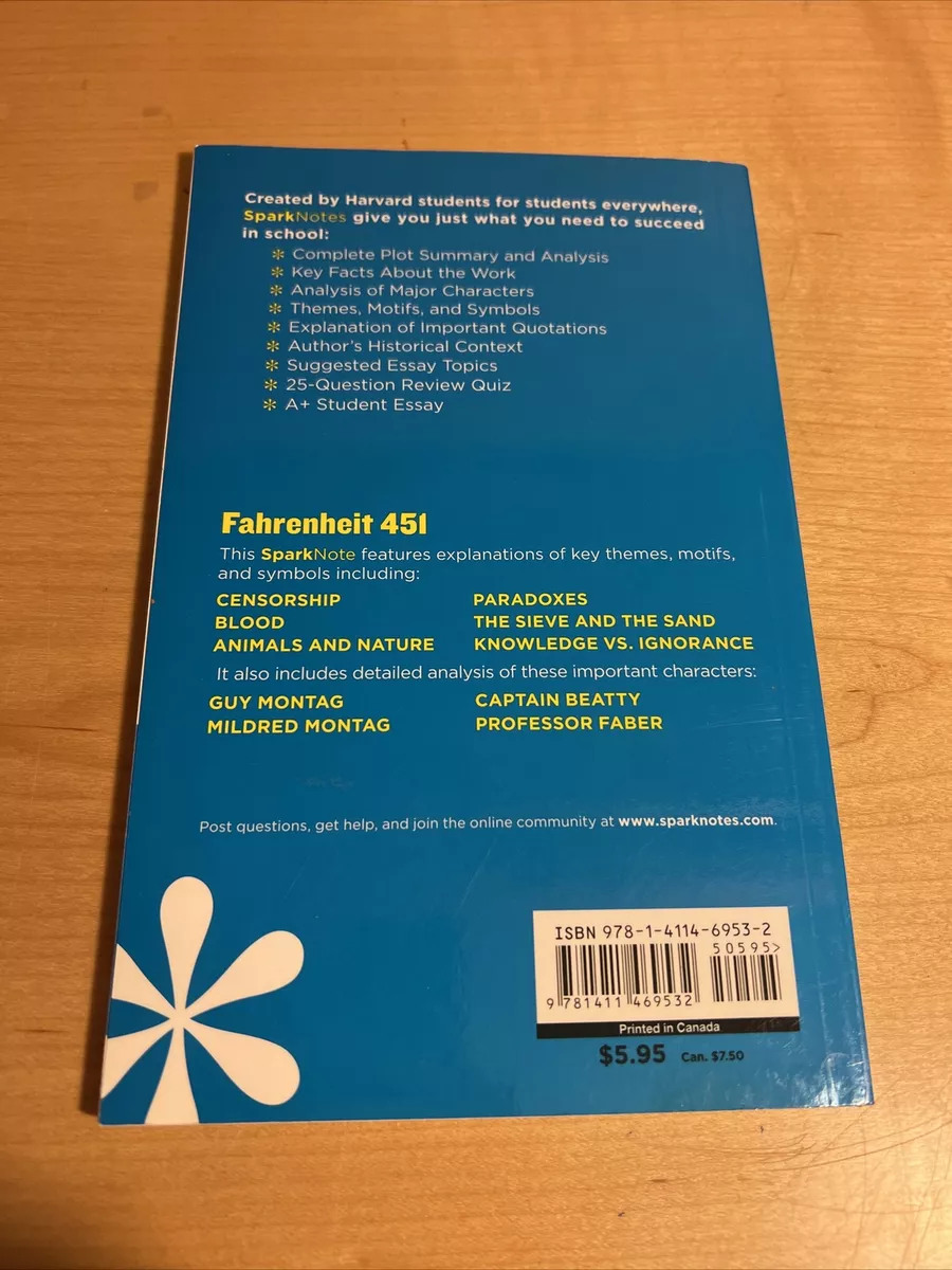 Sparknotes For Fahrenheit 451 SparkNotes Literature Guide Ser.: Fahrenheit 451 SparkNotes Literature Guide by 9781411469532 | eBay