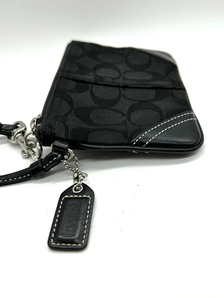 COACH Signature Black Wristlet Clutch Vintage Classic C Pattern